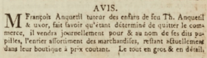 Francois Anquetil, guardian of the children of the late Thomas Anquetil and his wife, sold a quantity of merchandise on their behalf