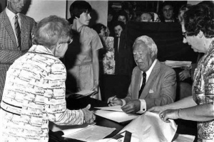Edward Heath at a book signing in 1976