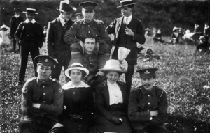 Families visiting a Militia camp, picture by Percival Dunham