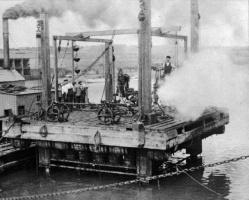 A rock breaking platform in the harbour