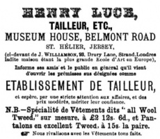 1887 advert from L'Almanach de la Gazette de Jersey