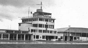 A postcard of the airport terminal
