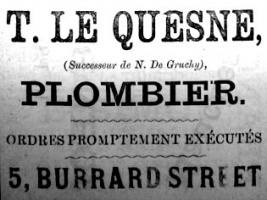T Le Quesne, plumber of Burrard Street