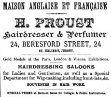 1887 advert from L'Almanach de la Gazette de Jersey