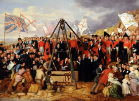 George Reynolds painting of the laying of the Victoria Pier foundation stone in 1841. The pier was completed in 1846