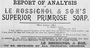 Advert for Le Rossignol's soap