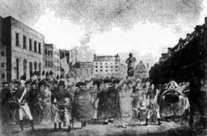 A 1798 cartoon by Mathias Finucane of local dignitaries in the square