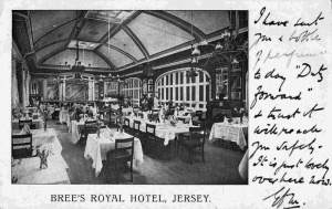 The dining room in 1906 with a guest's message