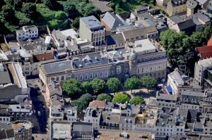 A recent aerial view of the Square