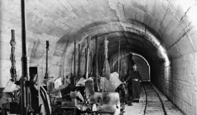 German guns in a tunnel in 1946