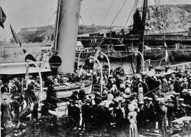 Passengers disembark on the Victoria Pier