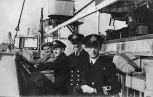Naval officers on one of the ships of the Liberation taskforce