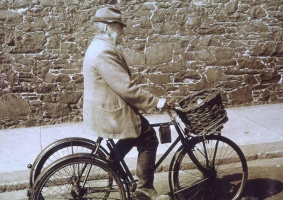 This tricycle rider is believed to be A P Laurent, the basket maker