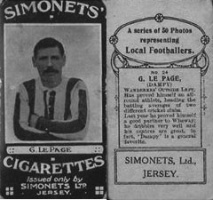 ... and a 1925 card featuring G Le Page, known as Dampy, who played at outside left for Wanderers. It must be said that they appear very similar, but was G M Le Page still playing 13 years and a World War after the first card was issued?