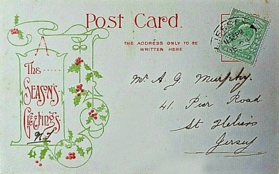 A 1905 Christmas Card sent to A G Murphy, probably the footballer pictured above, with a Militia photograph on the other side