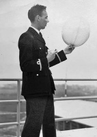 A met officer releases a weather balloon