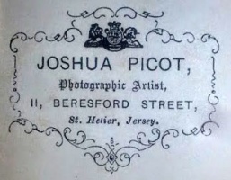The back of a photograph taken by Joshua Picot, who traded at 11 and 13 Beresford Street in the 1860s.