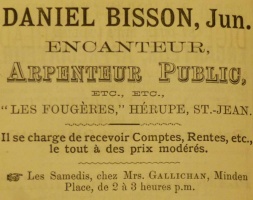 Daniel Bisson, of Herupe, St John, was an auctioneer and valuer