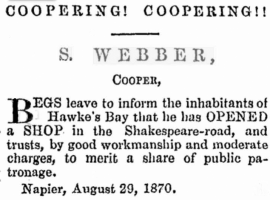 Advert for Simon Webber's business in New Zealand - see picture below in family album