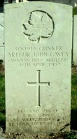 The grave of Great War casualty Arthur John Gavey at Etaples Military Cemetery, Pas de Calais