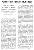 Poverty Bay Herald, 1937 - Philip Le Quesne's death