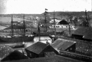 View of St Helier Harbour in the 1870s by Ernest Baudoux