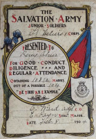 Percy Ahier's 1904 Salvation Army attendance prize