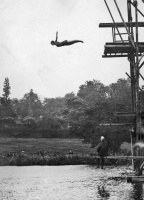 This diver, competing in an international competition at Kenwood, USA, was described as 'Miss Trouzel, from Jersey' - almost certainly a Miss Touzel