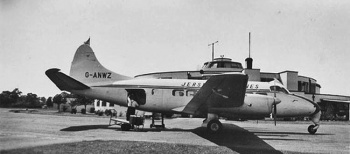 Jersey Airlines Heron at Gatwick's 'beehive' terminal