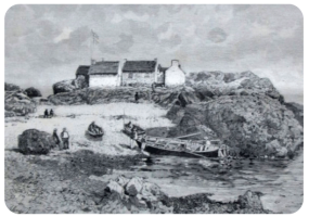 A drawing from a report on the Ecrehous in an 1886 edition of the French magazine Le Monde Illustre