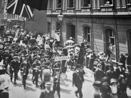 St Servan team marching past the Town Hall