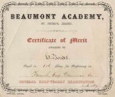 An early certificate for Henry Thomas at Beaumont Academy