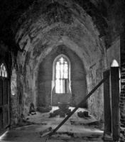 Restoration of the chapel under way, photographed by Emile Guiton