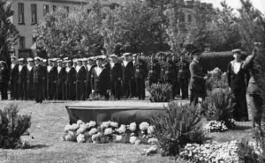 A burial ceremony in the military cemetery