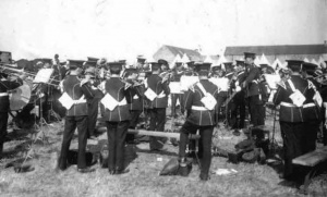 A military band plays at a Militia camp open day, picture by Percival Dunham