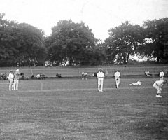 A cricket match on the College Field in 1910