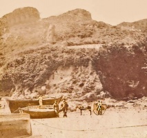 This photograph, taken by Henry Mullins in the 1860s, is believed to be one of the earliest surviving of St Brelade's Bay, but the exact location is unknown
