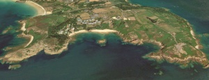 A three-dimensional satellite view of Portelet and Noirmont