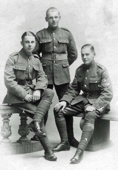Brothers Ronald, Alfred and Harold Sarre in 1914, born in Guernsey, sons of William and Mary Anne. Alfred Cyril (1899- ) lived for some time in the United States then moved to Jersey, where he died in 1958