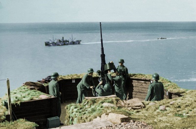 An anti-aircraft gun