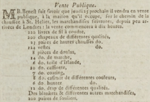 Draper Mr Benest advertised a major sale of goods at his Pier Road premises in 1805