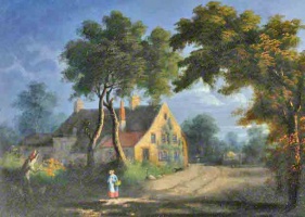 Country lane and cottage