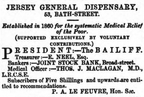 1862 advert for the dispensary when it was still in Bath Street