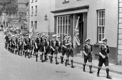 5th (Jersey) Sea Scouts marching through St Aubin in the 1950s