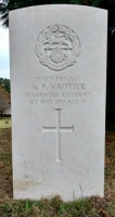 The grave of Great War casualty Alfred Prowings Vautier at Southampton (Hollybrook) Cemetery