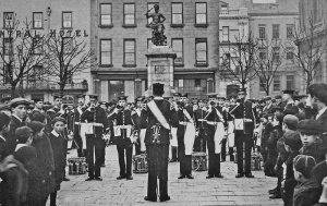 A militia band in the square in about 1900
