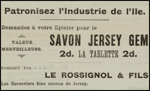 Le Rossignol and Son manufactured Jersey soap in 1900