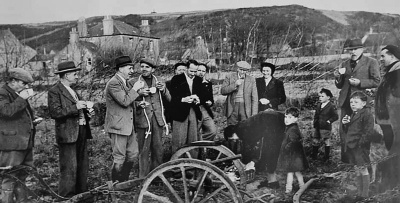 Edward A'Court, third from left, and friends at his L'Etacq farm