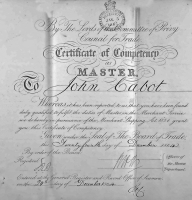 John Cabot's masters certificate