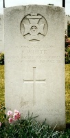 The grave of Great War casualty Joseph White at Rumilly-En-Cambresis Communal Cemetery, near Cambrai